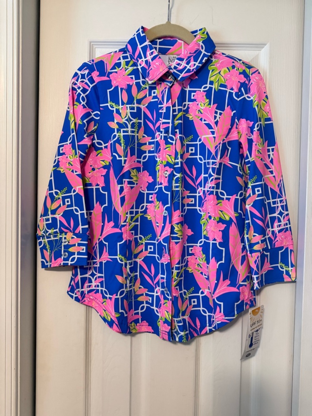 Lulu-B Vibrant Blue Floral Top SPF50